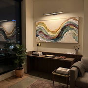 "Quiet Rugged Slope Relief" - Modern Heavy Impasto Topographic Abstract | White & Beige Palette Knife Painting | Luxury Horizontal Wall Art #Q 291