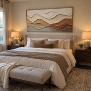 "Eroded Gilded Current Relief" - Modern Heavy Impasto Abstract Artwork | White & Beige Palette Knife Painting | Luxury Horizontal Wall Art #Q 293