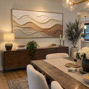 "Eroded Gilded Current Relief" - Modern Heavy Impasto Abstract Artwork | White & Beige Palette Knife Painting | Luxury Horizontal Wall Art #Q 293