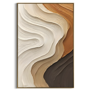 "Contour Golden Fault Relief" - Modern Heavy Impasto Topographic Abstract | Beige & White Palette Knife Painting | Luxury Vertical Wall Art #Q 295