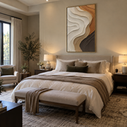 "Contour Golden Fault Relief" - Modern Heavy Impasto Topographic Abstract | Beige & White Palette Knife Painting | Luxury Vertical Wall Art #Q 295