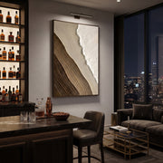 "Layered Metallic Ribbon Relief" - Modern Heavy Impasto Abstract Artwork | Beige & White Palette Knife Painting | Luxury Vertical Wall Art #Q 296
