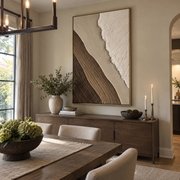 "Layered Metallic Ribbon Relief" - Modern Heavy Impasto Abstract Artwork | Beige & White Palette Knife Painting | Luxury Vertical Wall Art #Q 296