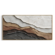 "Tactile Luminous Vein Relief" - Modern Heavy Impasto Abstract Artwork | White & Beige Palette Knife Painting | Luxury Horizontal Wall Art #Q 298