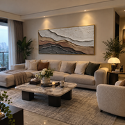 "Tactile Luminous Vein Relief" - Modern Heavy Impasto Abstract Artwork | White & Beige Palette Knife Painting | Luxury Horizontal Wall Art #Q 298