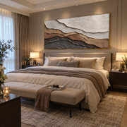 "Tactile Luminous Vein Relief" - Modern Heavy Impasto Abstract Artwork | White & Beige Palette Knife Painting | Luxury Horizontal Wall Art #Q 298