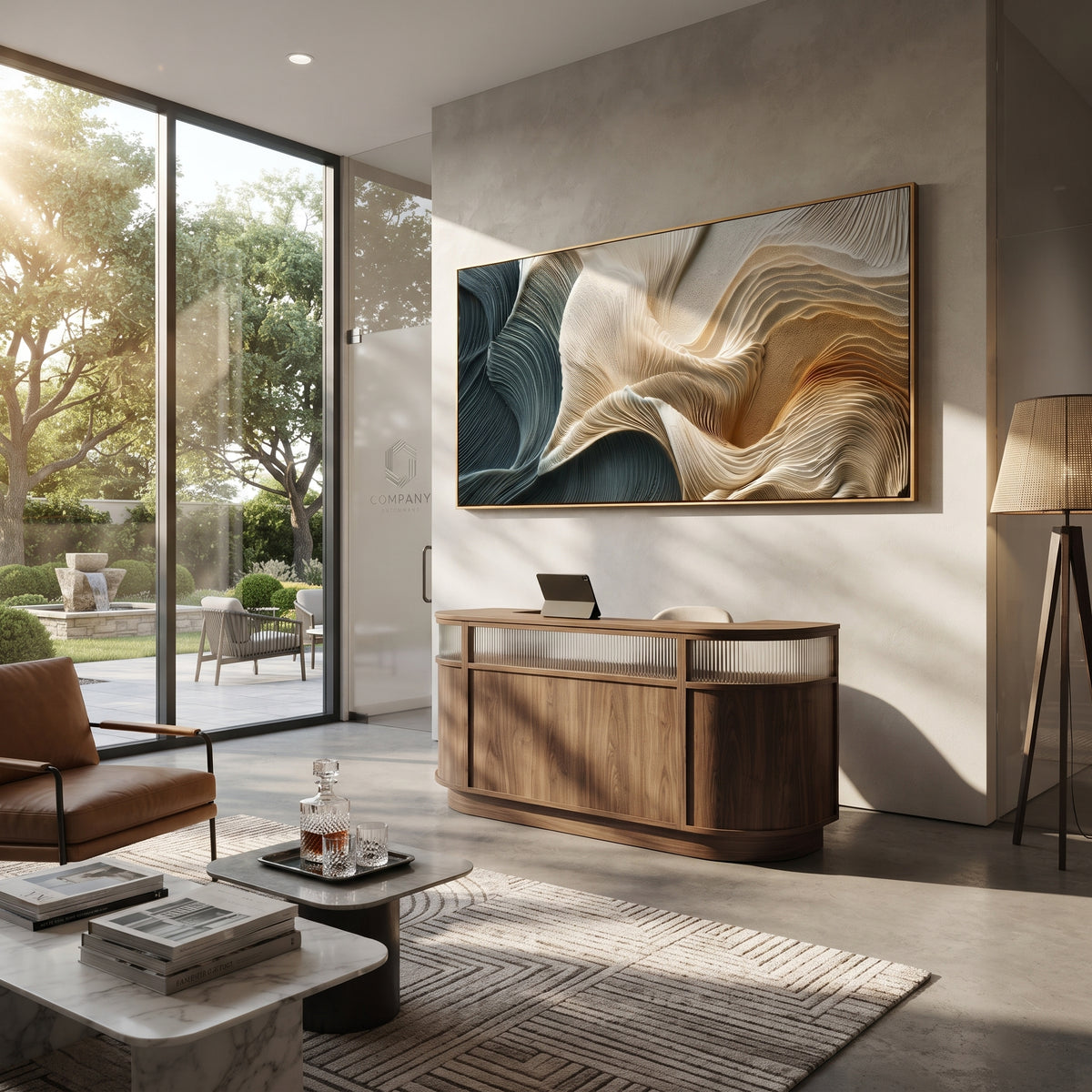 "Ribboned Gilded Wave Relief" - Modern Heavy Impasto Ocean Wave Seascape | White & Beige Palette Knife Painting | Luxury Horizontal Wall Art #Q 299