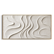 "Shell Bright Mineral Line Relief" - Modern Heavy Impasto Geometric Abstract | White & Beige Palette Knife Painting | Luxury Horizontal Wall Art #Q 301