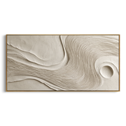 "Rippling Gold Leaf Channel Relief" - Modern Heavy Impasto Botanical Tree Artwork | White & Beige Palette Knife Painting | Luxury Horizontal Wall Art #Q 303
