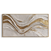 "Undulating Luminous Vein Relief" - Modern Heavy Impasto Abstract Artwork | White & Beige Palette Knife Painting | Luxury Horizontal Wall Art #Q 310