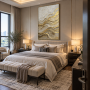 "Swirled Luminous Vein Relief" - Modern Heavy Impasto Abstract Artwork | Beige & White Palette Knife Painting | Luxury Vertical Wall Art #Q 322