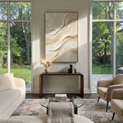 "Dune Gold Foil Ridge Relief" - Modern Heavy Impasto Landscape Artwork | Beige & White Palette Knife Painting | Luxury Vertical Wall Art #Q 324