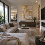 "Quiet Golden Fault Relief" - Modern Heavy Impasto Abstract Artwork | White & Beige Palette Knife Painting | Luxury Vertical Wall Art #Q 331