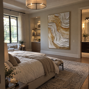 "Quiet Golden Fault Relief" - Modern Heavy Impasto Abstract Artwork | White & Beige Palette Knife Painting | Luxury Vertical Wall Art #Q 331