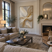 "Luminous Luminous Vein Relief" - Modern Heavy Impasto Abstract Artwork | Beige & White Palette Knife Painting | Luxury Vertical Wall Art #Q 334