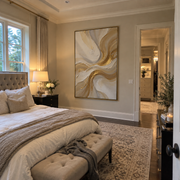 "Luminous Luminous Vein Relief" - Modern Heavy Impasto Abstract Artwork | Beige & White Palette Knife Painting | Luxury Vertical Wall Art #Q 334