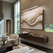 "Ivory Gold Vein Relief" - Modern Heavy Impasto Abstract Artwork | White & Beige Palette Knife Painting | Luxury Horizontal Wall Art #Q 340