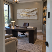"Rippling Golden Fault Relief" - Modern Heavy Impasto Abstract Artwork | White & Beige Palette Knife Painting | Luxury Horizontal Wall Art #Q 343