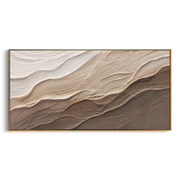 "Gilded Luminous Vein Relief" - Modern Heavy Impasto Abstract Artwork | White & Beige Palette Knife Painting | Luxury Horizontal Wall Art #Q 346
