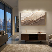 "Gilded Luminous Vein Relief" - Modern Heavy Impasto Abstract Artwork | White & Beige Palette Knife Painting | Luxury Horizontal Wall Art #Q 346