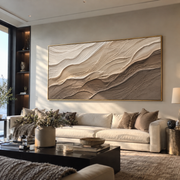 "Gilded Luminous Vein Relief" - Modern Heavy Impasto Abstract Artwork | White & Beige Palette Knife Painting | Luxury Horizontal Wall Art #Q 346