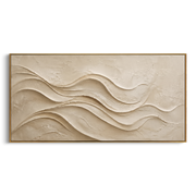 "Winding Bright Mineral Line Relief" - Modern Heavy Impasto Geometric Abstract | White & Beige Palette Knife Painting | Luxury Horizontal Wall Art #Q 349