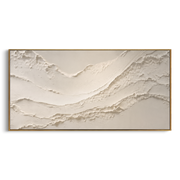 "Marbled Painted Strata Relief" - Modern Heavy Impasto Topographic Abstract | White & Beige Palette Knife Painting | Luxury Horizontal Wall Art #Q 352