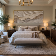 "Horizon Ribbon Current Relief" - Modern Heavy Impasto Topographic Abstract | White & Beige Palette Knife Painting | Luxury Horizontal Wall Art #Q 353