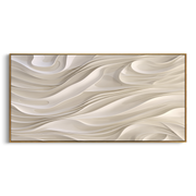 "Mineral Soft Ridge Relief" - Modern Heavy Impasto Landscape Artwork | White & Beige Palette Knife Painting | Luxury Horizontal Wall Art #Q 356