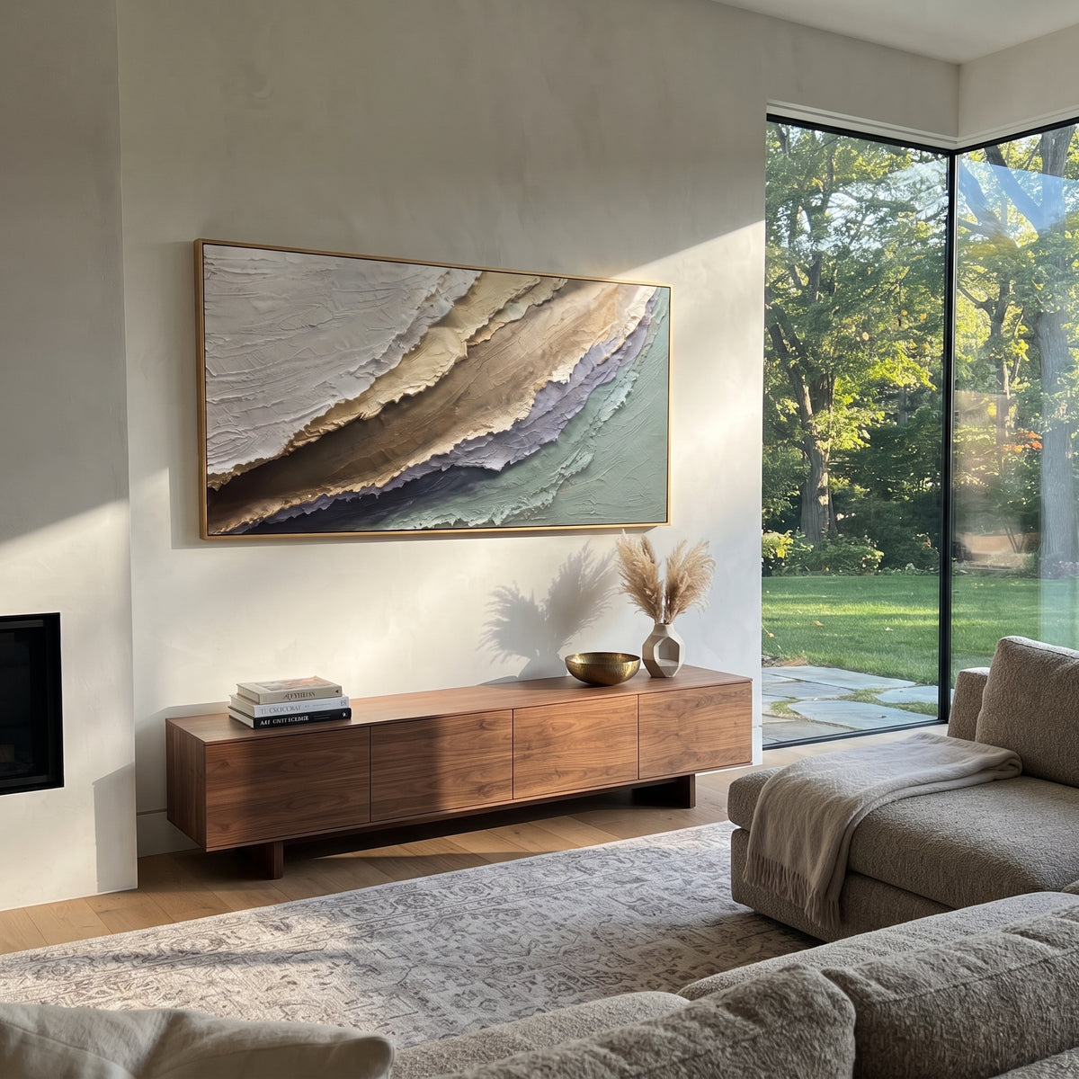 "Folded Folded Ivory Swell Relief" - Modern Heavy Impasto Topographic Abstract | White & Beige Palette Knife Painting | Luxury Horizontal Wall Art #Q 358