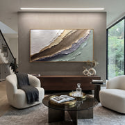 "Folded Folded Ivory Swell Relief" - Modern Heavy Impasto Topographic Abstract | White & Beige Palette Knife Painting | Luxury Horizontal Wall Art #Q 358