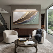 "Folded Folded Ivory Swell Relief" - Modern Heavy Impasto Topographic Abstract | White & Beige Palette Knife Painting | Luxury Horizontal Wall Art #Q 358
