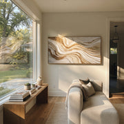 "Swirled Silk Contour Relief" - Modern Heavy Impasto Topographic Abstract | White & Beige Palette Knife Painting | Luxury Horizontal Wall Art #Q 362