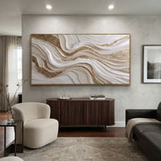 "Swirled Silk Contour Relief" - Modern Heavy Impasto Topographic Abstract | White & Beige Palette Knife Painting | Luxury Horizontal Wall Art #Q 362