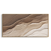 "Cascading Sand Ripple Relief" - Modern Heavy Impasto Topographic Abstract | White & Beige Palette Knife Painting | Luxury Horizontal Wall Art #Q 367