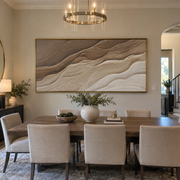 "Cascading Sand Ripple Relief" - Modern Heavy Impasto Topographic Abstract | White & Beige Palette Knife Painting | Luxury Horizontal Wall Art #Q 367