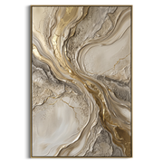 "Warm Mineral Wash Relief" - Modern Heavy Impasto Abstract Textured Artwork | White & Gold Palette Knife Painting | Luxury Vertical Wall Art #Q 381