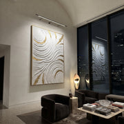 "Desert Ivory Fault Relief" - Modern Heavy Impasto Abstract Textured Artwork | White & Gold Palette Knife Painting | Luxury Vertical Wall Art #Q 383