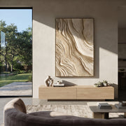 "Shell Soft Ravine Relief" - Modern Heavy Impasto Abstract Textured Artwork | White & Beige Palette Knife Painting | Luxury Vertical Wall Art #Q 387