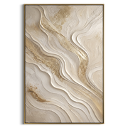 "Stone Golden Trace Relief" - Modern Heavy Impasto Abstract Textured Artwork | White & Beige Palette Knife Painting | Luxury Vertical Wall Art #Q 388