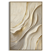 "Mist Canyon Veil Relief" - Modern Heavy Impasto Abstract Textured Artwork | White & Beige Palette Knife Painting | Luxury Vertical Wall Art #Q 390