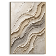 "Brushed Sandbar Flow Relief" - Modern Heavy Impasto Abstract Textured Artwork | White & Green Palette Knife Painting | Luxury Vertical Wall Art #Q 401