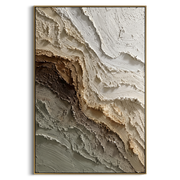 "Golden Stone Cascade Relief" - Modern Heavy Impasto Abstract Textured Artwork | White & Green Palette Knife Painting | Luxury Vertical Wall Art #Q 403