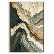"Feathered Mist Channel Relief" - Modern Heavy Impasto Abstract Textured Artwork | White & Green Palette Knife Painting | Luxury Vertical Wall Art #Q 406