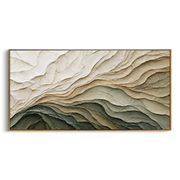 "Flowing Copper Fold Relief" - Modern Heavy Impasto Abstract Textured Artwork | White & Green Palette Knife Painting | Luxury Horizontal Wall Art #Q 407