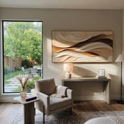 "Woven Textured Channel Relief" - Modern Heavy Impasto Abstract Textured Artwork | White & Beige Palette Knife Painting | Luxury Horizontal Wall Art #Q 410