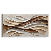"Woven Textured Channel Relief" - Modern Heavy Impasto Abstract Textured Artwork | White & Beige Palette Knife Painting | Luxury Horizontal Wall Art #Q 410