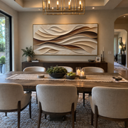 "Woven Textured Channel Relief" - Modern Heavy Impasto Abstract Textured Artwork | White & Beige Palette Knife Painting | Luxury Horizontal Wall Art #Q 410