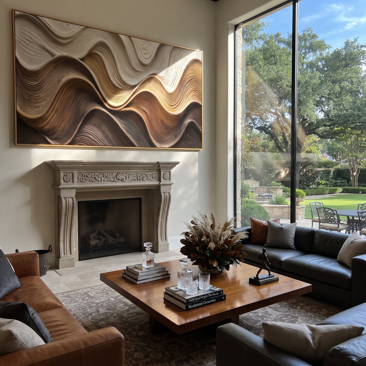 "Dune Willow Ridge Relief" - Modern Heavy Impasto Abstract Textured Artwork | White & Beige Palette Knife Painting | Luxury Horizontal Wall Art #Q 412