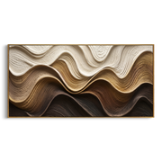 "Dune Willow Ridge Relief" - Modern Heavy Impasto Abstract Textured Artwork | White & Beige Palette Knife Painting | Luxury Horizontal Wall Art #Q 412